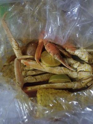 Crab Legs with Corn and Potato