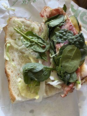 Turkey sub with spinach