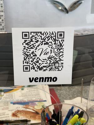 You can pay contactless using a clover or Venmo!