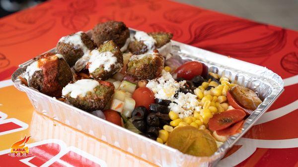 Falafel Over Rice Platter