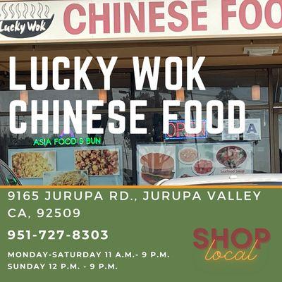 EAT at Lucky Wok Chinese Food! 
 BUY Combo B and get a FREE EGG ROLL!