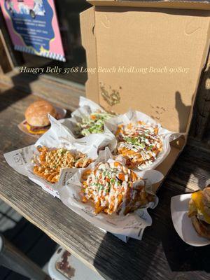 Waffle Fries, Brisket Fries, Crunchy Fries