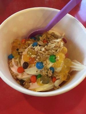 My froyo, tip, don't fill the whole bowl. Price goes on weight and bowls are massive!