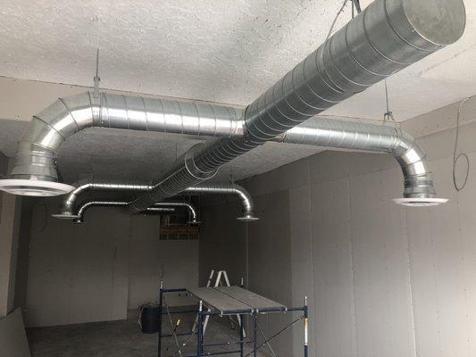 Soon to be art studio, they chose this cool looking metal ductwork, perfect!