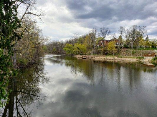 Looking North on the River Raisin from Main St. Bridge in Manchester