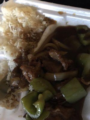 Pepper Steak! So good, the onions were amazing.