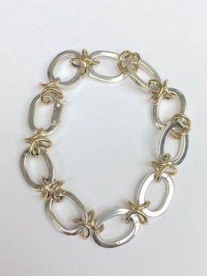 Sterling Silver and Yellow Gold Link Bracelet