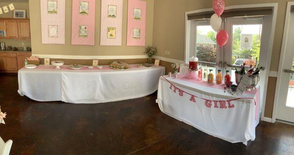 Baby shower food and beverage center