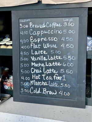 Coffee & Tea menu.