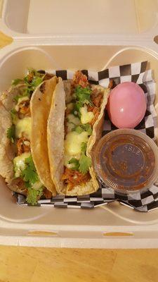 Tacos and a pickled egg