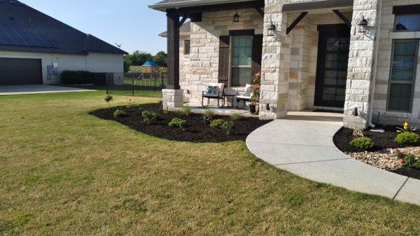 Mulched flower beds