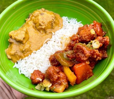 From front: Chili Chicken and Mutton Korma