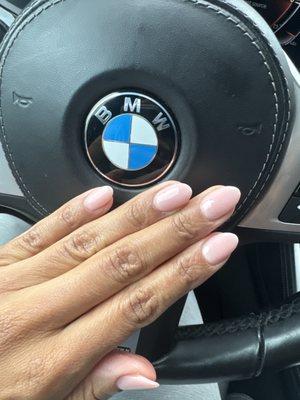 Almond shape natural nails