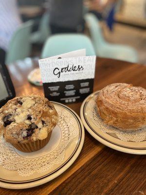 Blueberry lemon muffin and Sunrise bun