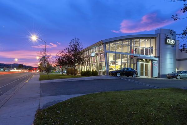 A beautiful shot of Bozeman Audi and a Montana sunrise.