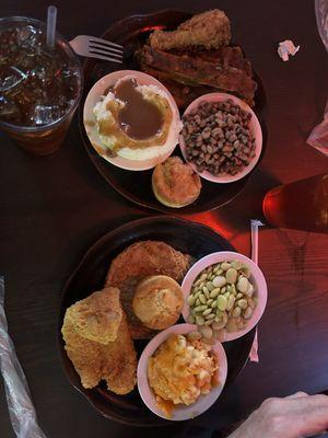 Thursday night dinner! Ribs, fried chicken leg, fried catfish