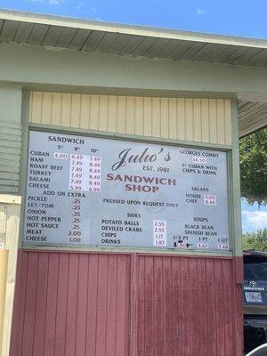 Menu board outside