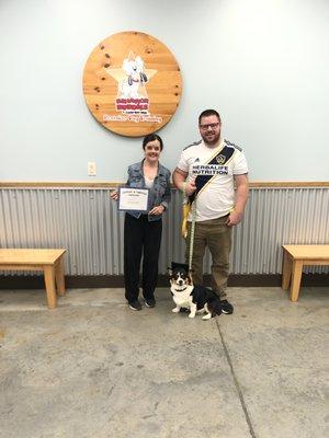 Max's graduation from Level I: Basic Obedience.