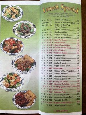 Takeout menu