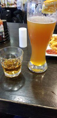 Shot of Bulleit and a Hefeweizen