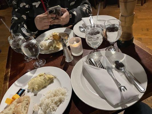 Plates after visiting the buffet area