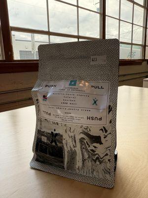 A 10oz bag of coffee beans from Push X Pull.