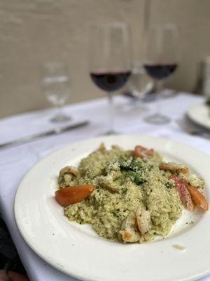 Shrimp pesto risotto