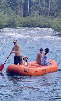 Rescuer came to pick us up. We fall off the boat at the end of the flow. It was funny tho.