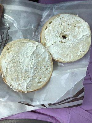 This is my how you make a bagel with cream cheese in two seconds and waste my time and money