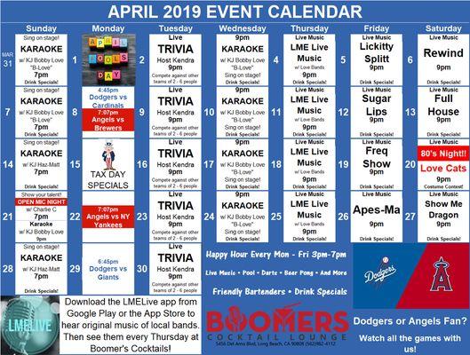 April 2019 Event Calendar