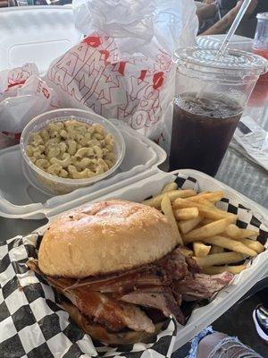 Pulled Pork Sandwich, Mac and Cheese & Fries !