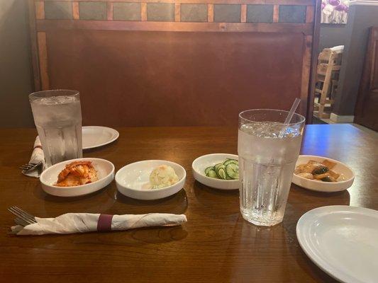 Side dishes. Super excited about the kimchi!