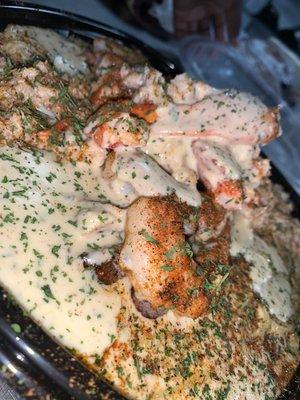 ULTIMATE SURF & TURF ALFREDO.(STEAK~LOBSTER~CRAB~SHRIMP)