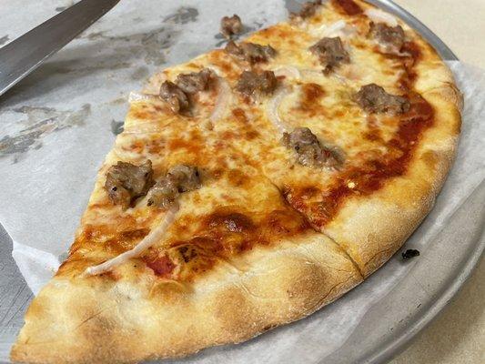 Sausage onion pizza