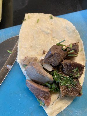 Lengua taco - partially eaten