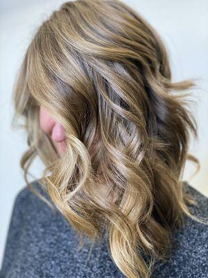 Dark blonde with blonde balayage