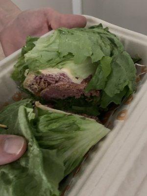 Lettuce wrap sandwich. Delicious and filling!