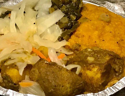 Pumpkin, Curry Potatoes, Collard Greens