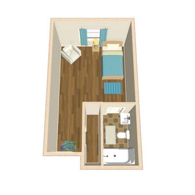 Assisted Living Studio Floor Plan Option.