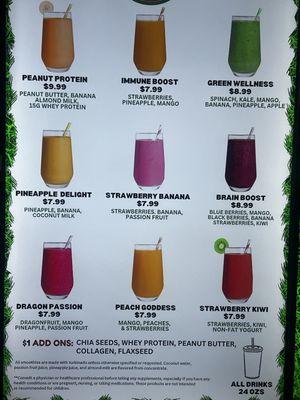 Smoothie Menu