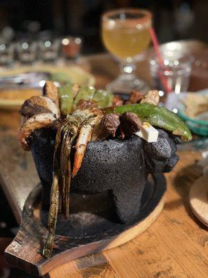 Molcajete for two!! Oh soooo delicious.