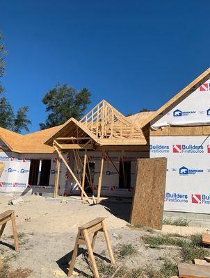 A sheathing inspection conducted two days prior to this sheathing not complete