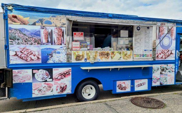 Greek Food Truck outside of the Lake Success Shopping Center