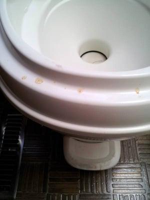 Workers use customers RV bathrooms. This is our toilet after Campers Barn returned our RV. Seriously!