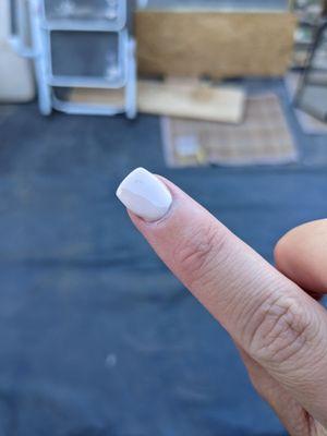 She cut my finger and all of the white around the cuticle area is acrylic and top coat