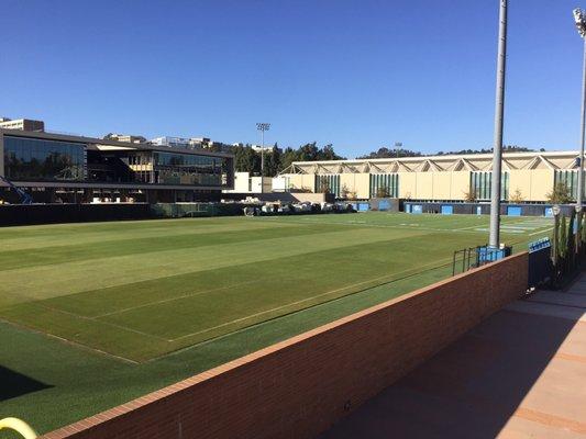 You can see the football training area from parking lot 8