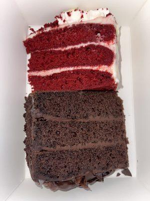 Red velvet and chocolate cake