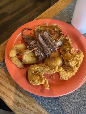 Fried Shrimp, Chicken Tenders, and Roast.