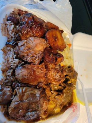 Curry goat and stewed chicken