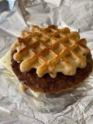 Waffle breakfast sandwich